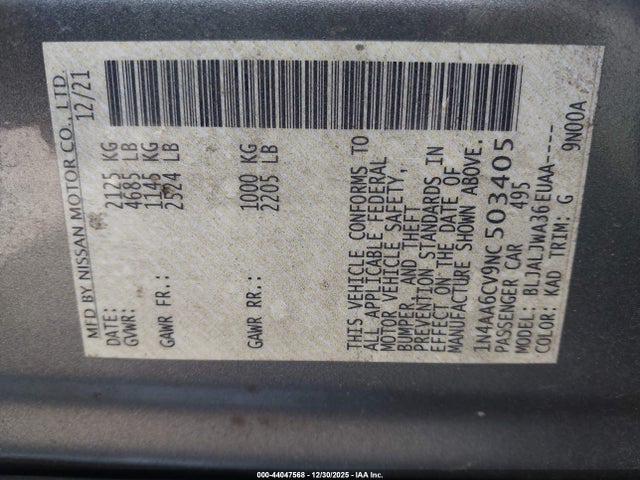 Nissan Maxima Sv Xtronic Cvt 2022 1N4AA6CV9NC503405 Image 9