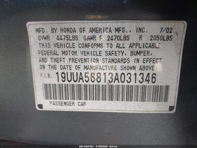 2003 ACURA TL 19UUA56813A031346 Photo 8