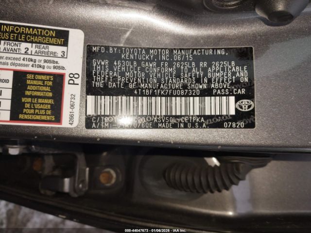 2015 TOYOTA CAMRY 4T1BF1FK7FU087320 Photo 8