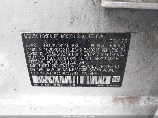 3CZRZ1H33PM739902 Honda HR-V