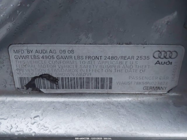2009 AUDI A4 WAUSF78K59N023423 Photo 8