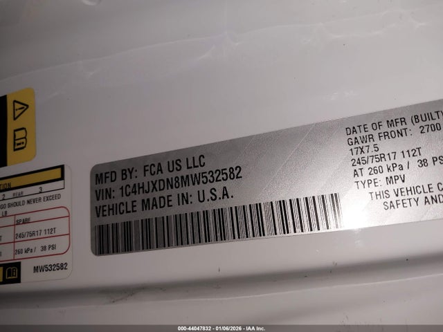 1C4HJXDN8MW532582 Jeep Wrangler Unlimited Sport S 4x4