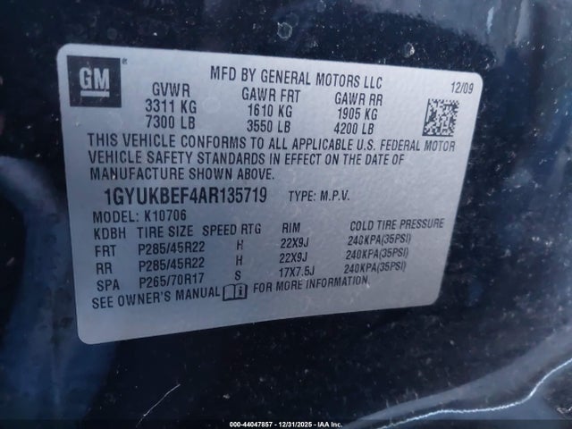 2010 CADILLAC ESCALADE 1GYUKBEF4AR135719 Photo 8