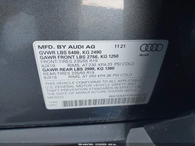 2022 AUDI Q5 WA1EAAFY3N2041489 Photo 8