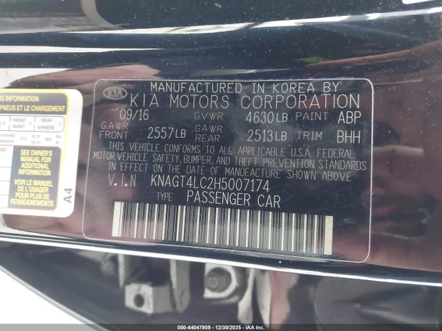 KIA OPTIMA HYBRID 2017 KNAGT4LC2H5007174 Image 9