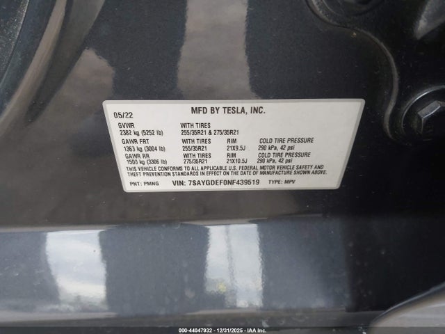 2022 TESLA MODEL Y 7SAYGDEF0NF439519 Photo 8
