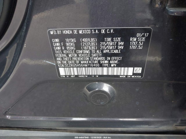 3CZRU5H56HM716400 Honda HR-V EX