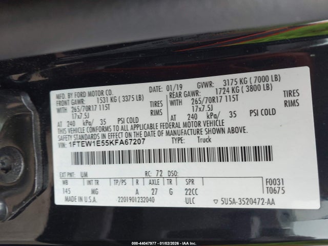 2019 FORD F-150 1FTEW1E55KFA67207 Photo 8