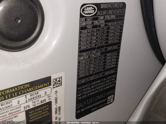 2021 LAND ROVER RANGE ROVER VELAR SALYT2EU2MA314968 Photo 8