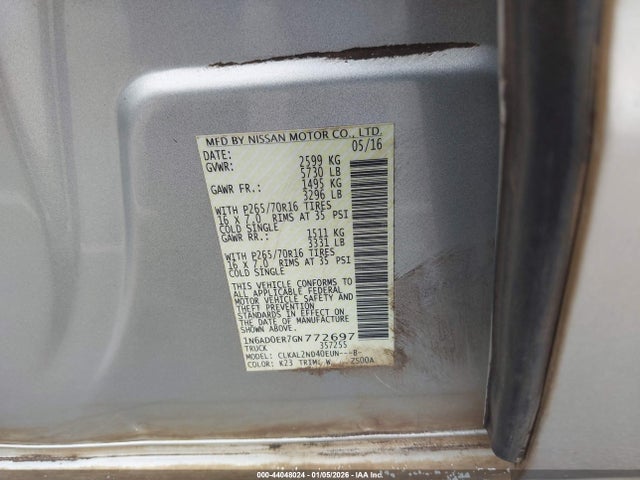 1N6AD0ER7GN772697 Nissan Frontier Desert Runner/s/sl/sv