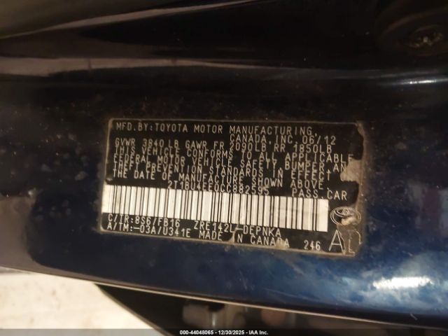 2012 TOYOTA COROLLA 2T1BU4EE0CC882595 Photo 8