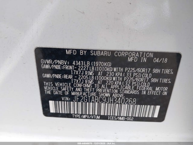 Subaru Crosstrek 2.0i Premium 2018 JF2GTABC9JH340268 Image 9