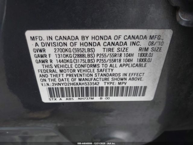 2010 ACURA MDX 2HNYD2H6XAH533542 Photo 8