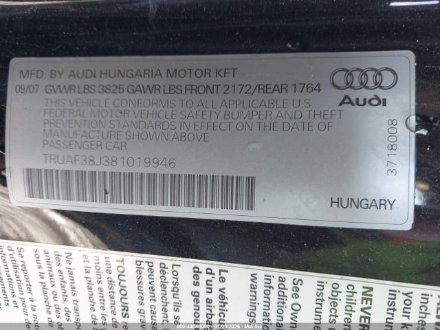 2008 AUDI TT TRUAF38J381019946 Photo 8