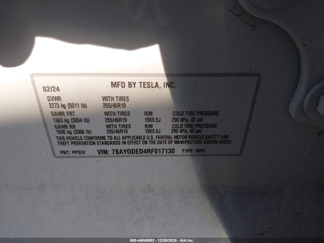 2024 TESLA MODEL Y 7SAYGDED4RF017130 Photo 8
