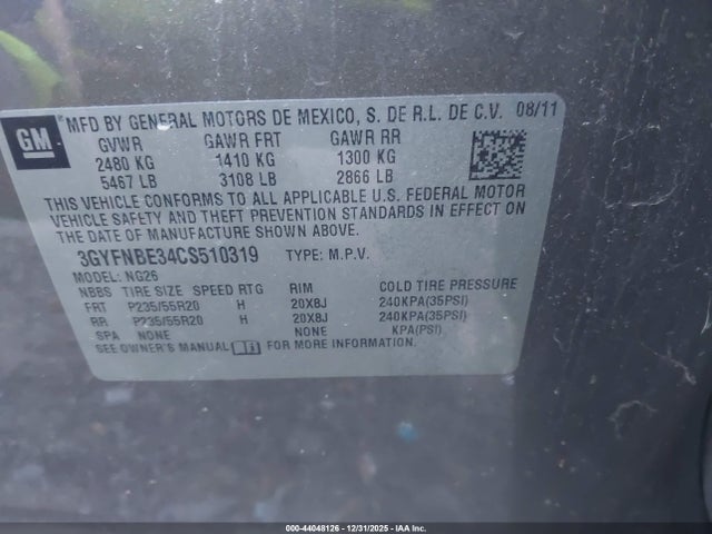 2012 CADILLAC SRX 3GYFNBE34CS510319 Photo 8