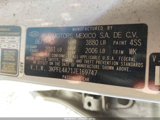 Продаж на аукціоні авто 2018 Kia Forte Lx, vin: 3KPFL4A71JE169747, номер лоту: 44048131