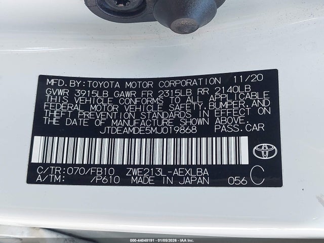 Toyota Corolla Hybrid Le 2021 JTDEAMDE5MJ019868 Image 9