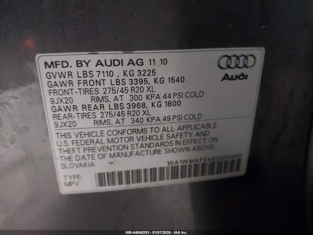 2011 AUDI Q7 WA1WMAFE4BD004890 Photo 8