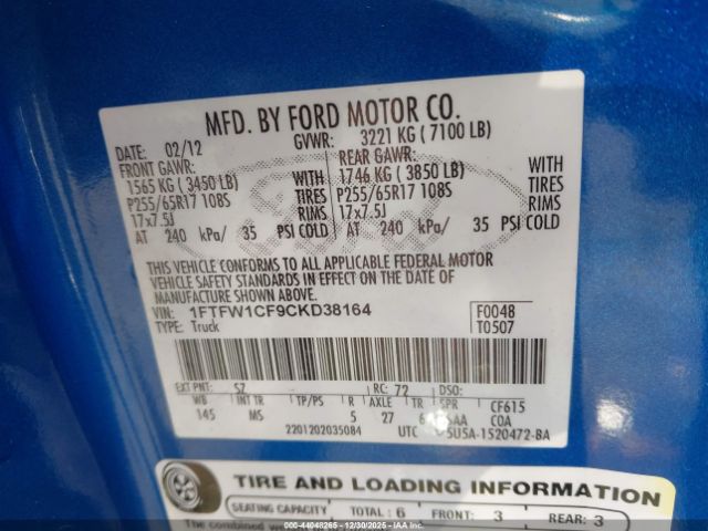 2012 FORD F-150 1FTFW1CF9CKD38164 Photo 8