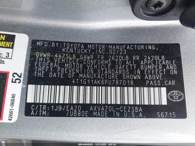 Toyota CAMRY SE 2023 4T1G11AK6PU787018 Image 9