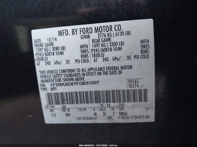 2015 FORD EXPLORER 1FM5K8D87FGB51007 Photo 8