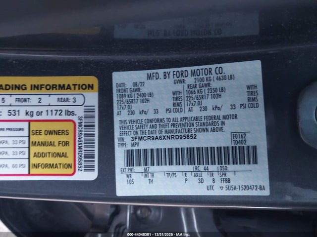3FMCR9A6XNRD95852 Ford Bronco Sport