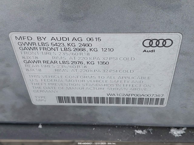 2016 AUDI Q5 WA1C2AFP0GA007367 Photo 8