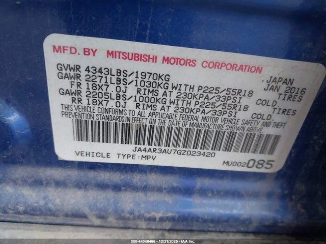 2016 MITSUBISHI OUTLANDER SPORT JA4AR3AU7GZ023420 Photo 8