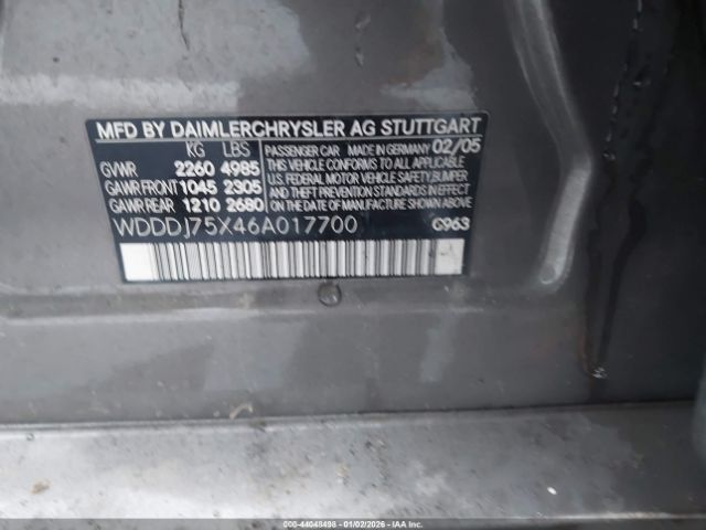 2006 MERCEDES-BENZ CLS 500 WDDDJ75X46A017700 Photo 8