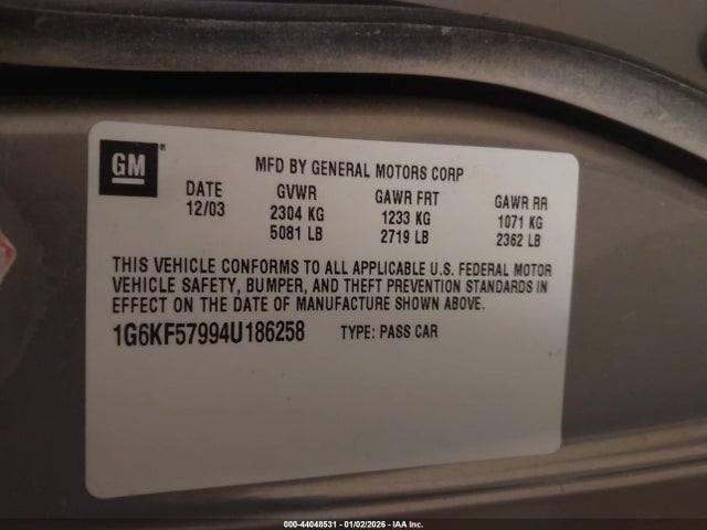 2004 CADILLAC DEVILLE 1G6KF57994U186258 Photo 8