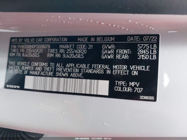 2023 VOLVO C40 RECHARGE PURE ELECTRIC YV4ED3GM0P2026078 Photo 8