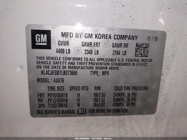 Aukcja sprzedaży 2020 Buick Encore Awd Preferred, vin: KL4CJESB7LB073665, numer aukcji: 44048566