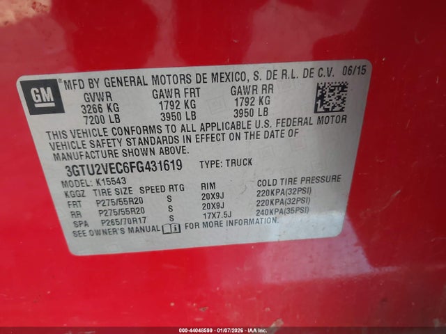2015 GMC SIERRA 1500 3GTU2VEC6FG431619 Photo 8