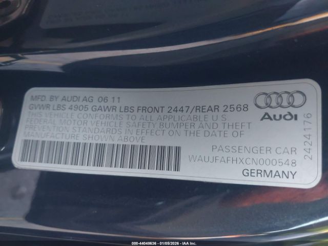 2012 AUDI A5 WAUJFAFHXCN000548 Photo 8