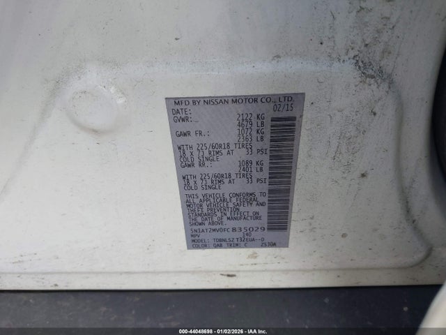 5N1AT2MV0FC835029 Nissan Rogue Sl