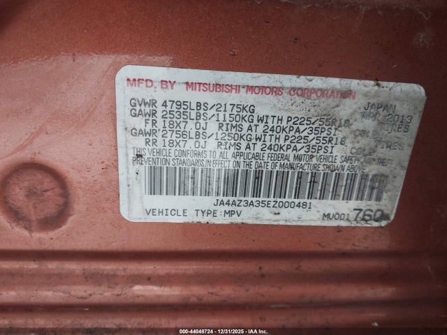 2014 MITSUBISHI OUTLANDER JA4AZ3A35EZ000481 Photo 8