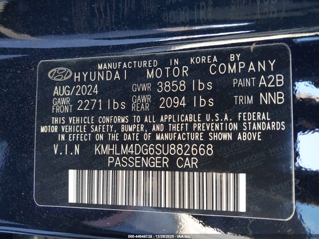 KMHLM4DG6SU882668 Hyundai Elantra Sel Sport