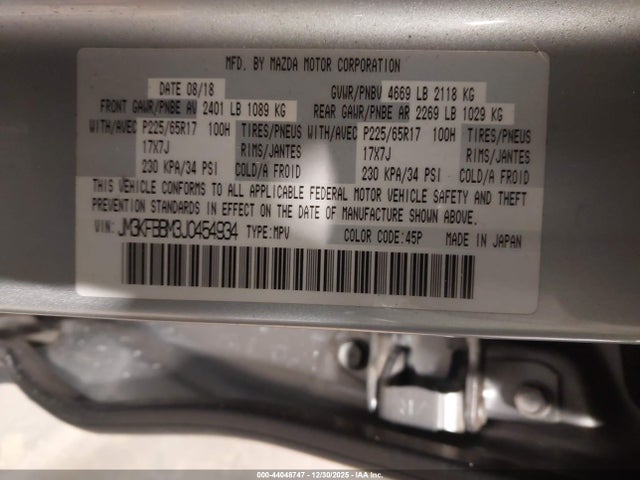 44048747 :رقم المزاد ، JM3KFBBM3J0454934 vin ، 2018 Mazda Cx-5 Sport مزاد بيع