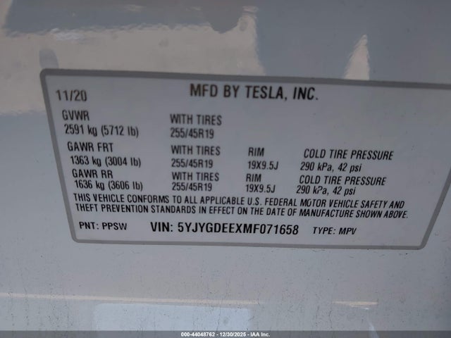 2021 TESLA MODEL Y 5YJYGDEEXMF071658 Photo 8
