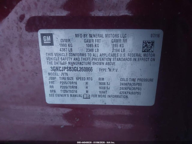Chevrolet Trax Lt 2016 3GNCJPSB3GL260866 Image 9
