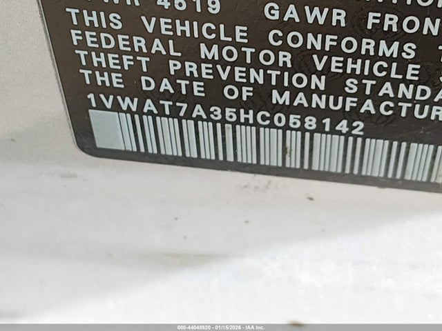 1VWAT7A35HC058142 Volkswagen Passat 1.8t S