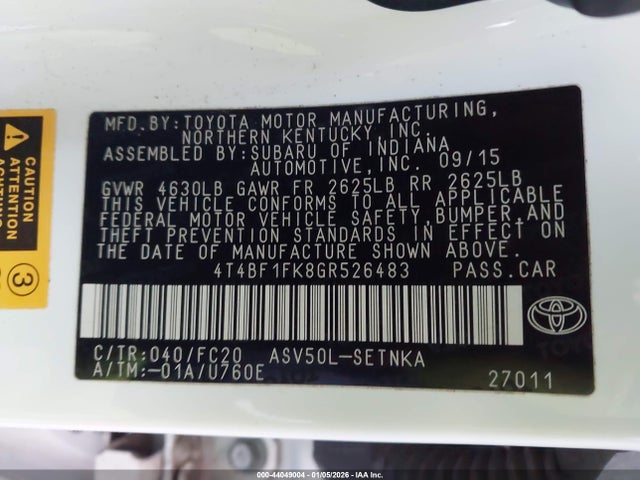 Toyota CAMRY LE 2016 4T4BF1FK8GR526483 Image 9