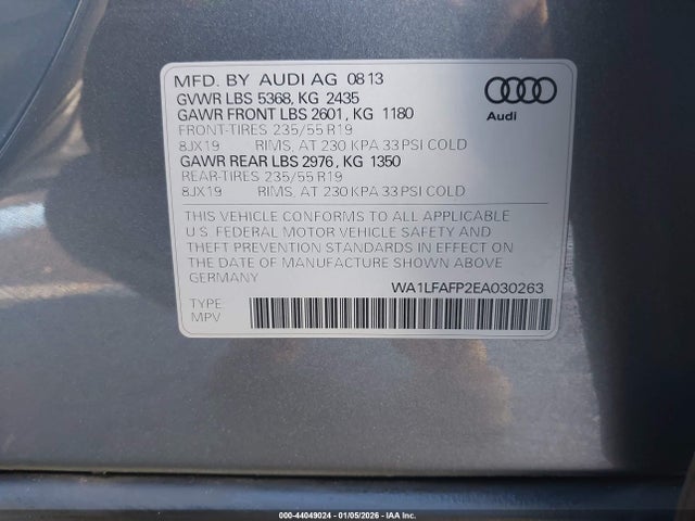2014 AUDI Q5 WA1LFAFP2EA030263 Photo 8