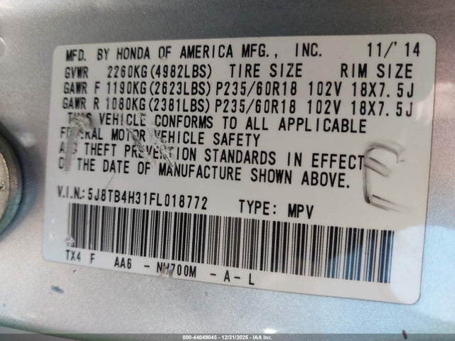 2015 ACURA RDX 5J8TB4H31FL018772 Photo 8