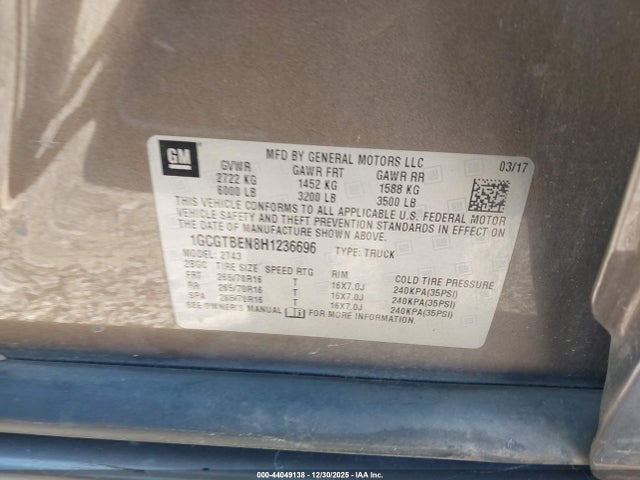 1GCGTBEN8H1236696 Chevrolet Colorado Wt