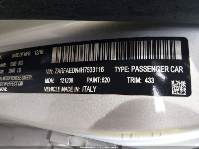 2017 ALFA ROMEO GIULIA ZARFAEDN4H7533116 Photo 8