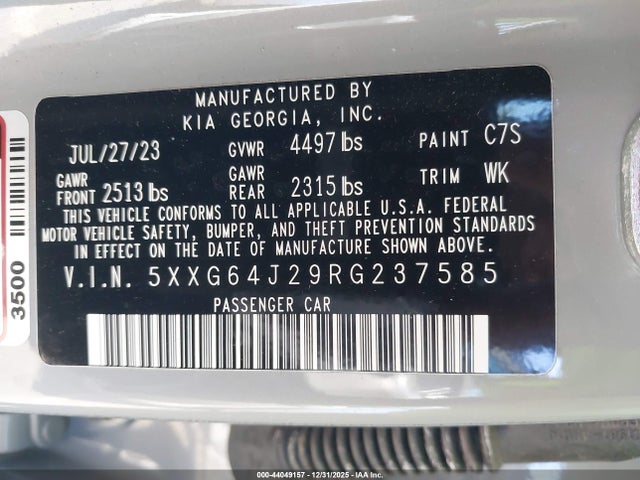 5XXG64J29RG237585 KIA K5 Gt-line