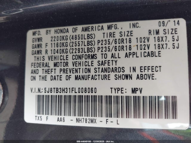 2015 ACURA RDX 5J8TB3H31FL008060 Photo 8