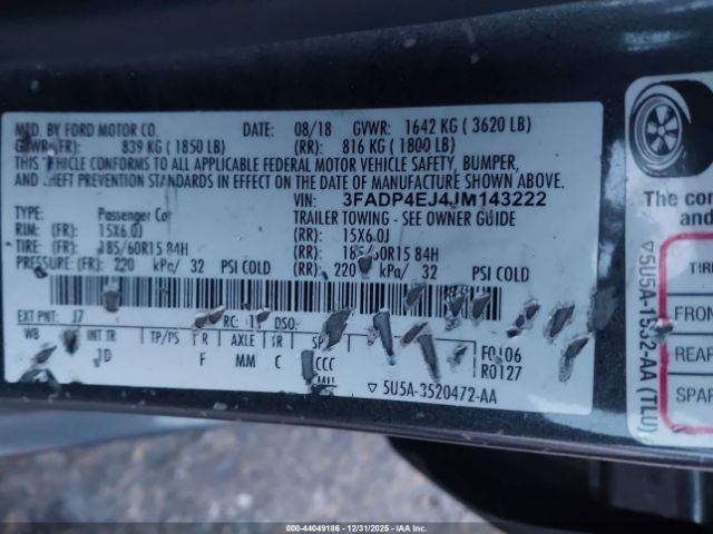 2018 FORD FIESTA 3FADP4EJ4JM143222 Photo 8